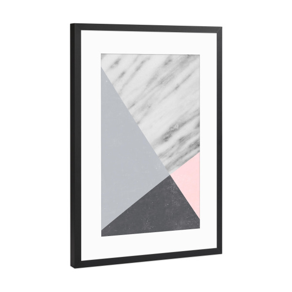Poster mit Rahmen Schwarz (Metallic) "Neutral Collage with Marble" artboxONE - Abstrakt,Geometrie,Marmor