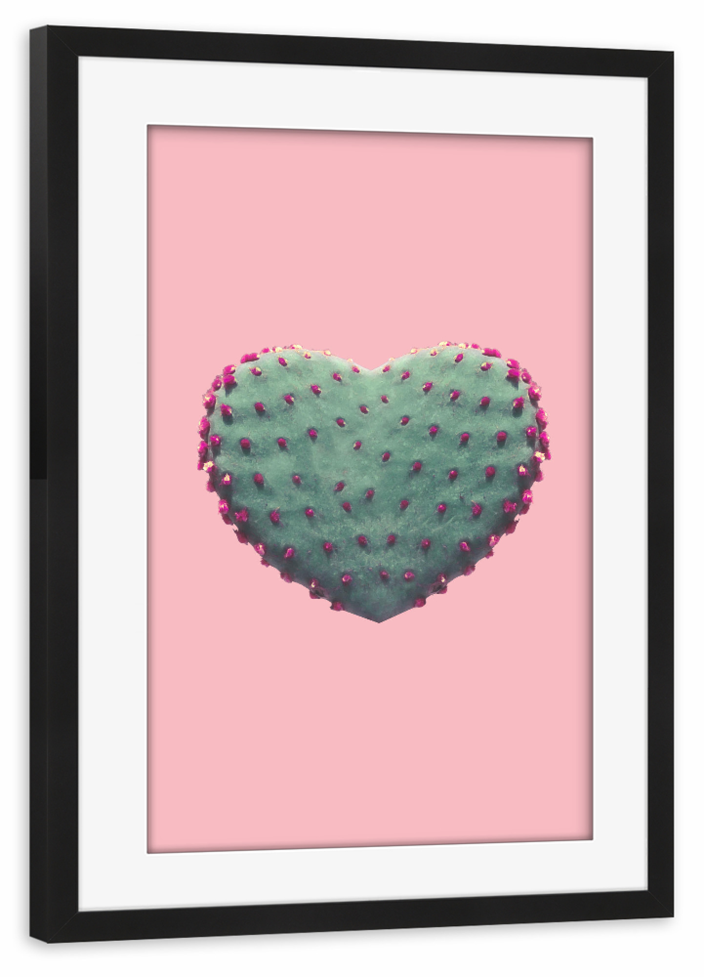 Poster mit Rahmen schwarz "Cactus Love" artboxONE - Natur,Floral,Liebe,Festivals - Love,Liebe,Cactus,Desert,Greenery,Heart,Pink,Blush,Sweet,Pale,Girl