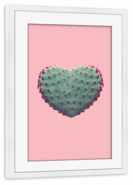 Poster mit Rahmen weiß "Cactus Love" artboxONE - Natur,Floral,Liebe,Festivals - Love,Liebe,Cactus,Desert,Greenery,Heart,Pink,Blush,Sweet,Pale,Girl