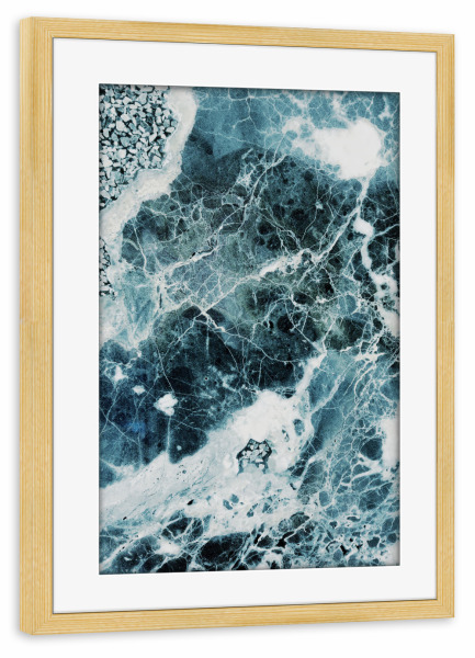 Poster mit Rahmen kiefer "Blue Sea Marble" artboxONE - Natur,Abstrakt,Marmor - Blau,Meer,Marmor