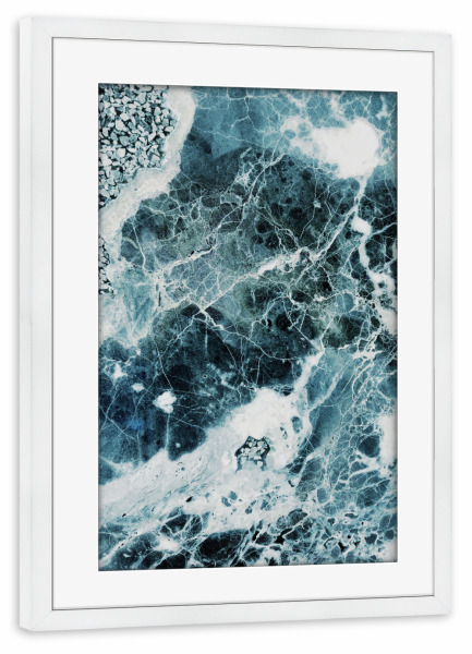 Poster mit Rahmen weiß "Blue Sea Marble" artboxONE - Natur,Abstrakt,Marmor - Blau,Meer,Marmor