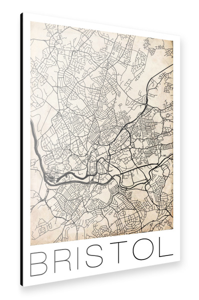 Alu-Dibond "Retro Map of Bristol England 2" 30x20 cm artboxONE