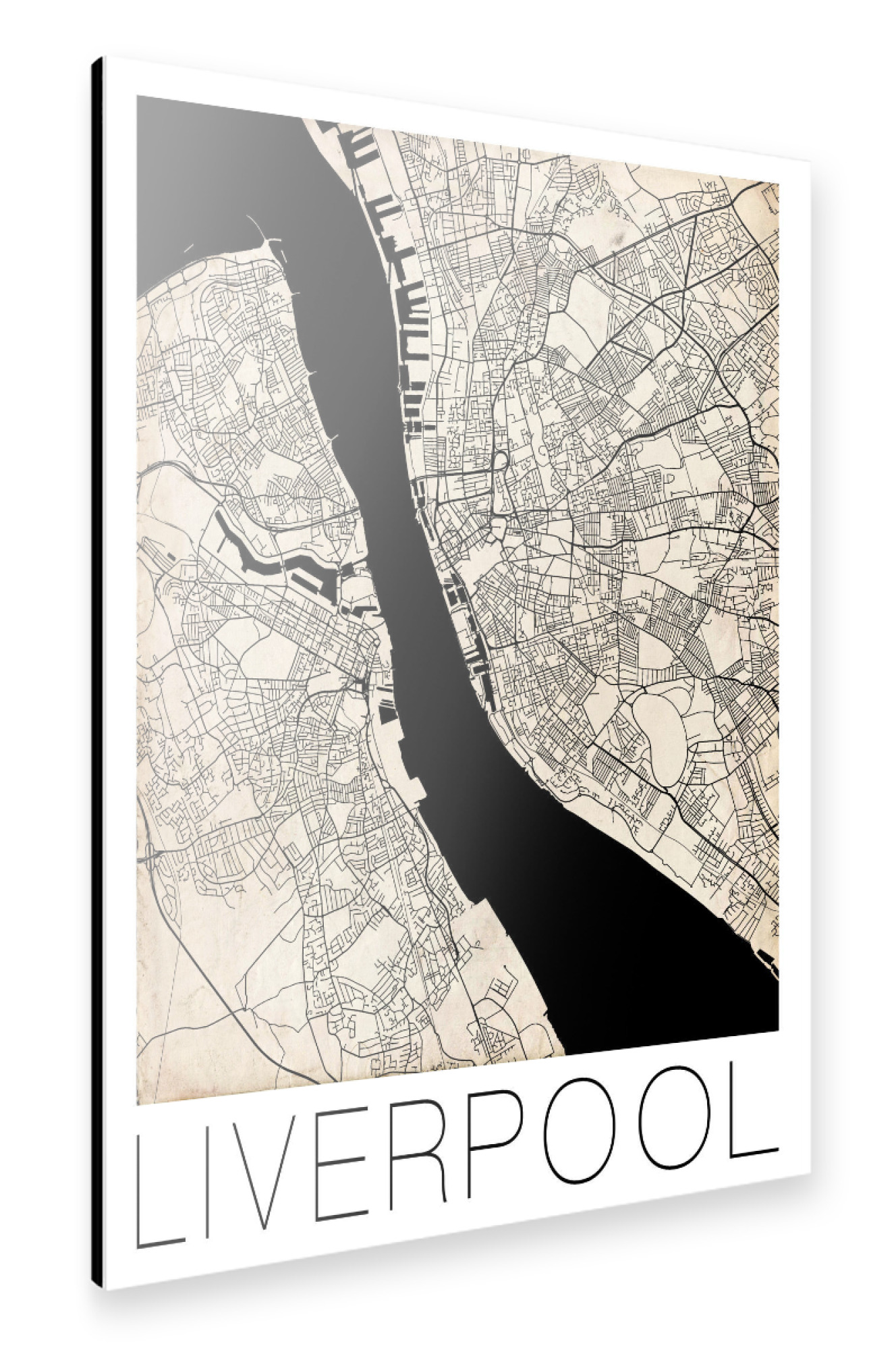 Alu-Dibond "Retro Map Liverpool England" 75x50 cm artboxONE