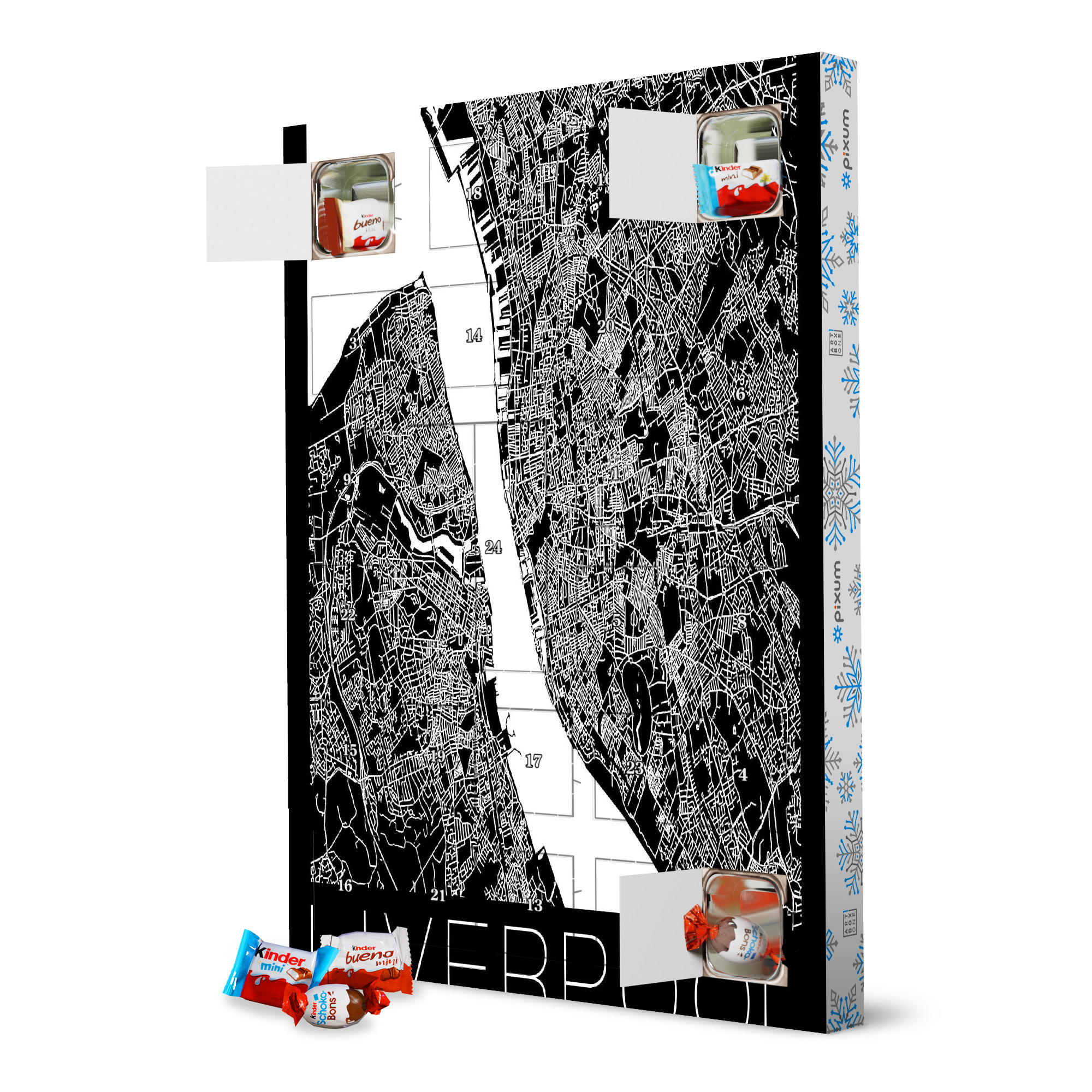 Adventskalender XXL mit Produkten von Kinder Retro Map Liverpool England United Kingdom artboxONE Adventskalender Städte