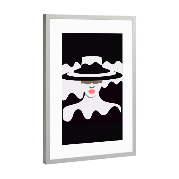 Poster mit Rahmen Silber "Woman in Hat" artboxONE - Reise,Fashion