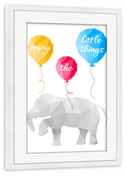 Poster mit Rahmen weiß "Enjoy the little things" artboxONE - Natur,Für Kinder,Tiere,Abstrakt,Geometrie