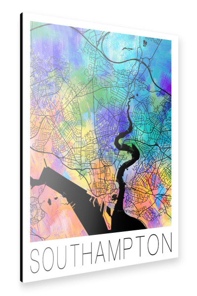 Alu-Dibond "Retro Map of Southampton England 3" 30x20 cm artboxONE