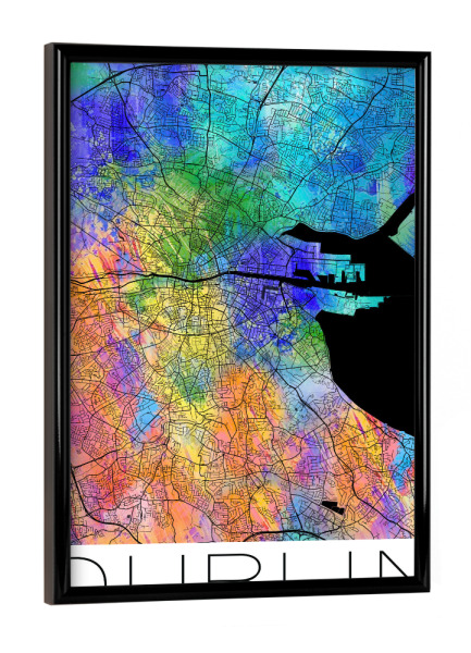 Poster mit schwarzem Rahmen "Retro Map of Dublin Ireland 2" artboxONE - Städte,Reise,Städte / Weitere