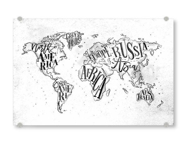 Acrylglasbild "Worldmap vintage paper" artboxONE - Schwarzweiß,Kartografie