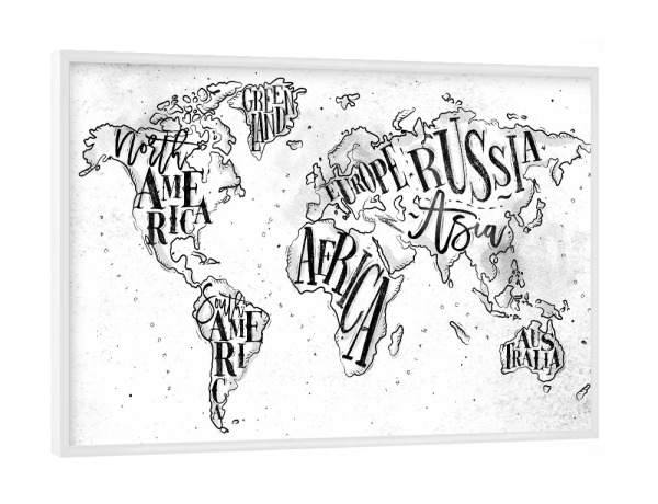 Poster mit weißem Rahmen "Worldmap vintage paper" artboxONE - Schwarzweiß,Kartografie