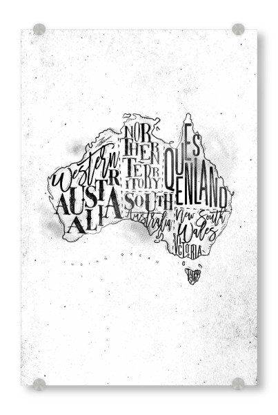 Acrylglasbild "Map Australia vintage" artboxONE - Schwarzweiß,Kartografie