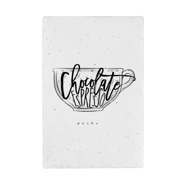 Metall Poster "Mocha cup white" artboxONE - Essen & Trinken,Schwarzweiß