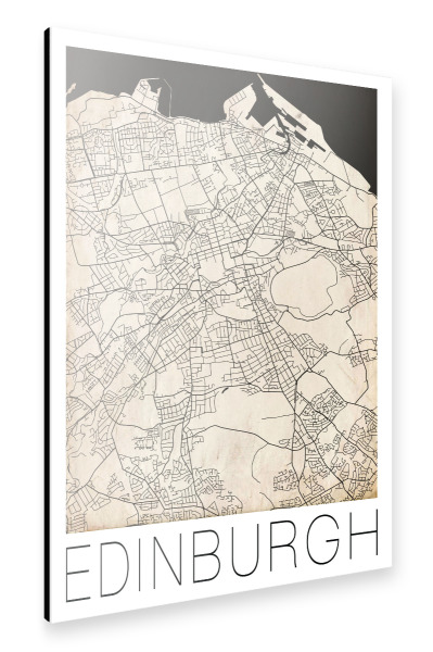 Alu-Dibond "Retro Map of Edinburgh Scotland 3" 30x20 cm artboxONE