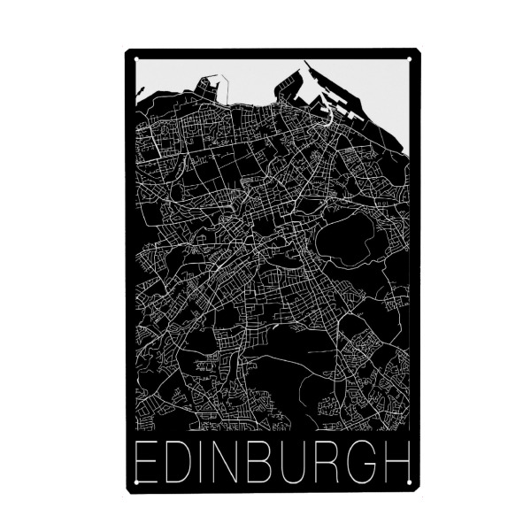 Holzbild "Retro Map of Edinburgh Scotland 2" artboxONE - Städte,Reise,Schwarzweiß,Städte / Weitere - Retro,Map,Edinburgh,Scotland,United kingdom