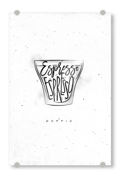 Acrylglasbild "Doppio Cup lettering" artboxONE - Essen & Trinken,Schwarzweiß