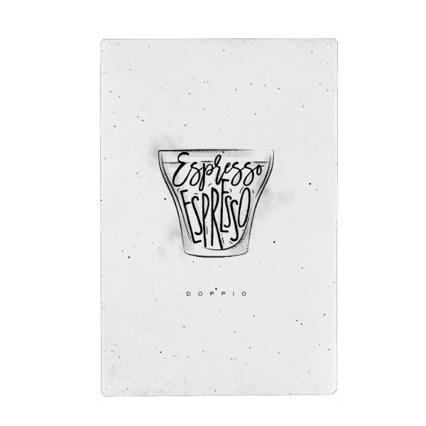 Holzbild "Doppio Cup lettering" artboxONE - Essen & Trinken,Schwarzweiß