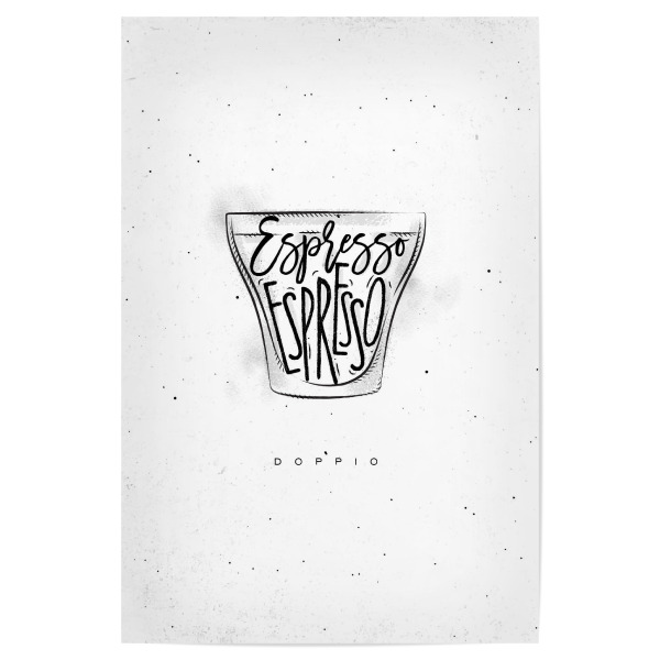Poster "Doppio Cup lettering" artboxONE - Essen & Trinken,Schwarzweiß