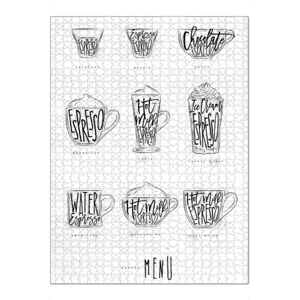 Puzzle Ravensburger "Coffee Menu graphic" artboxONE - Essen & Trinken,Schwarzweiß