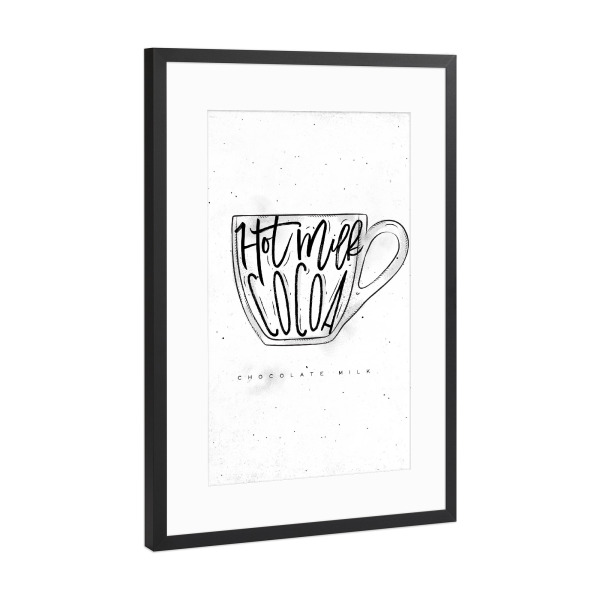 Poster mit Rahmen Schwarz (Metallic) "Chocolate Milk cup" artboxONE - Essen & Trinken,Schwarzweiß