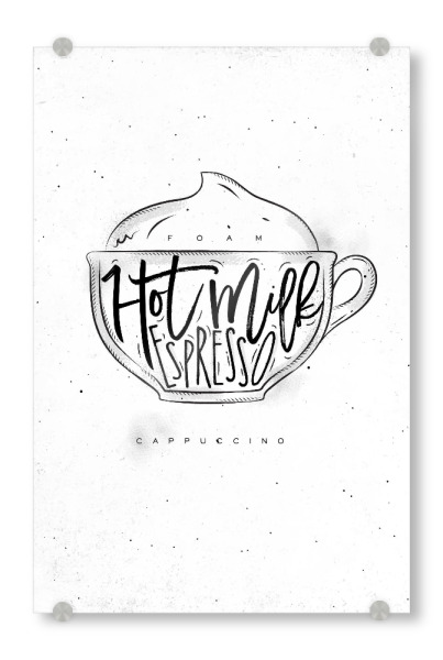 Acrylglasbild "Cappuccino Cup" artboxONE - Essen & Trinken,Schwarzweiß