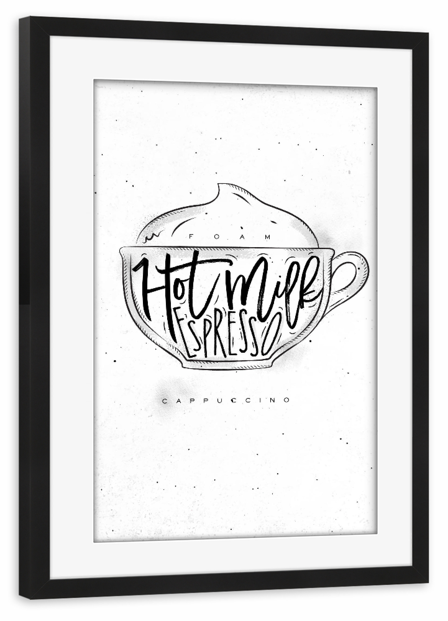 Poster mit Rahmen schwarz "Cappuccino Cup" artboxONE - Essen & Trinken,Schwarzweiß