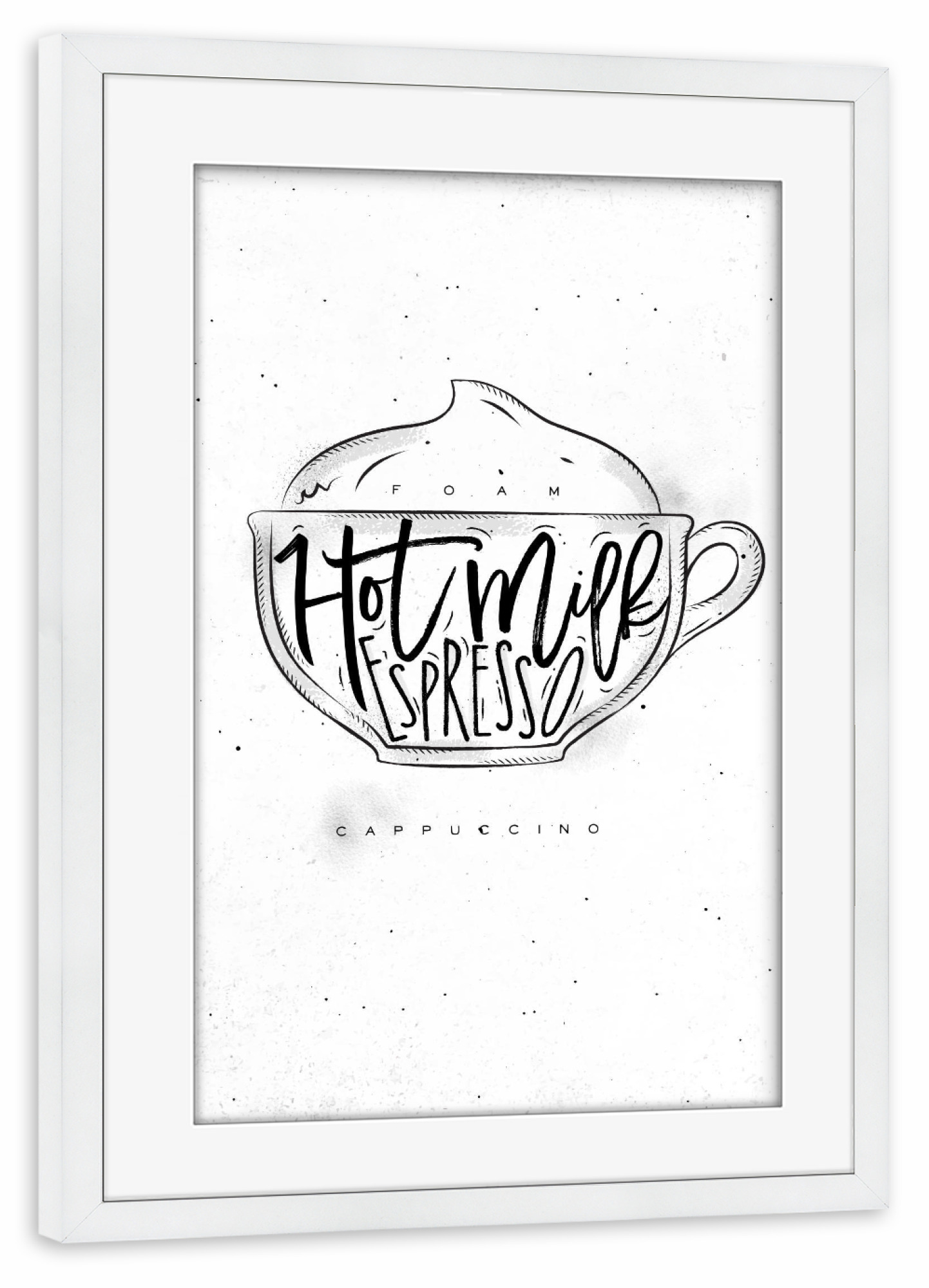 Poster mit Rahmen weiß "Cappuccino Cup" artboxONE - Essen & Trinken,Schwarzweiß
