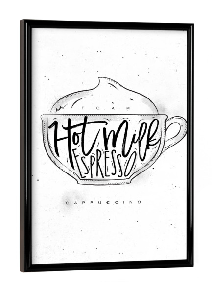 Poster mit schwarzem Rahmen "Cappuccino Cup" artboxONE - Essen & Trinken,Schwarzweiß