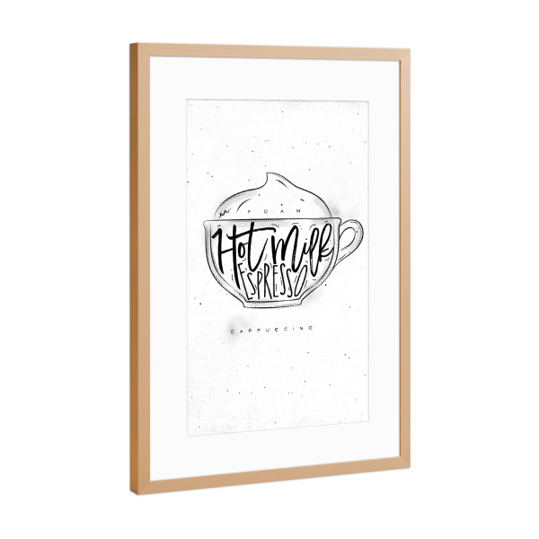 Poster mit Rahmen Kupfer "Cappuccino Cup" artboxONE - Essen & Trinken,Schwarzweiß