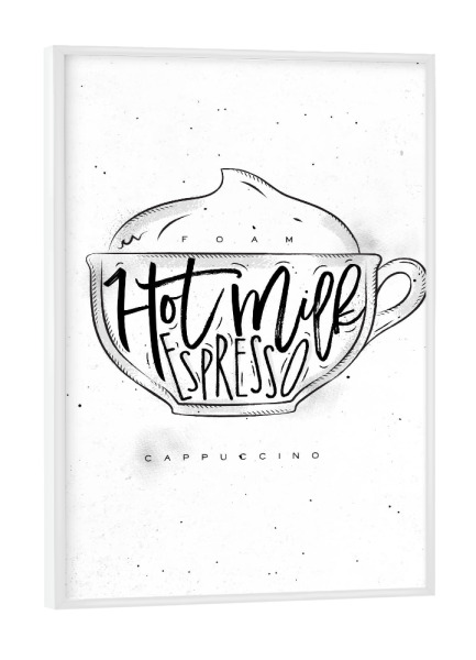 Poster mit weißem Rahmen "Cappuccino Cup" artboxONE - Essen & Trinken,Schwarzweiß