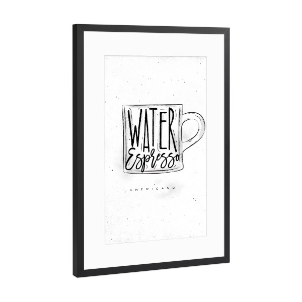 Poster mit Rahmen Schwarz (Metallic) "Americano Cup coffee" artboxONE - Essen & Trinken,Schwarzweiß