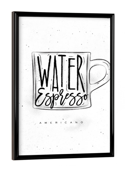 Poster mit schwarzem Rahmen "Americano Cup coffee" artboxONE - Essen & Trinken,Schwarzweiß