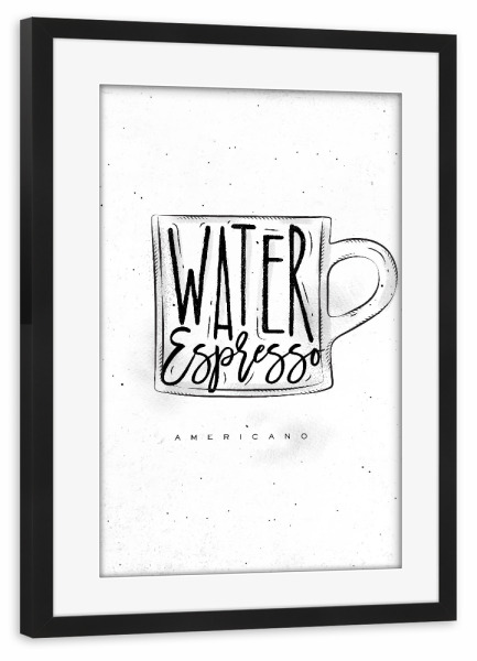 Poster mit Rahmen schwarz "Americano Cup coffee" artboxONE - Essen & Trinken,Schwarzweiß
