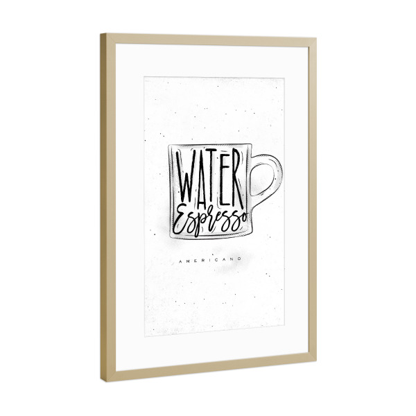 Poster mit Rahmen Gold "Americano Cup coffee" artboxONE - Essen & Trinken,Schwarzweiß