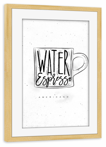 Poster mit Rahmen kiefer "Americano Cup coffee" artboxONE - Essen & Trinken,Schwarzweiß