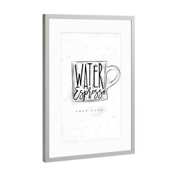 Poster mit Rahmen Silber "Americano Cup coffee" artboxONE - Essen & Trinken,Schwarzweiß