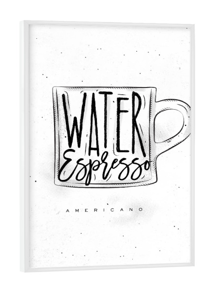 Poster mit weißem Rahmen "Americano Cup coffee" artboxONE - Essen & Trinken,Schwarzweiß