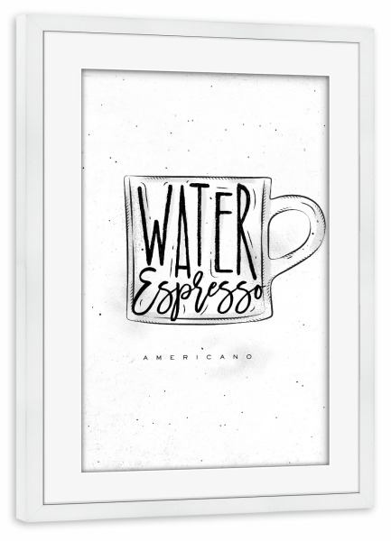 Poster mit Rahmen weiß "Americano Cup coffee" artboxONE - Essen & Trinken,Schwarzweiß