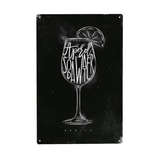Holzbild "Spritz cocktail chalk" artboxONE - Schwarzweiß,Essen & Trinken / Alkohol