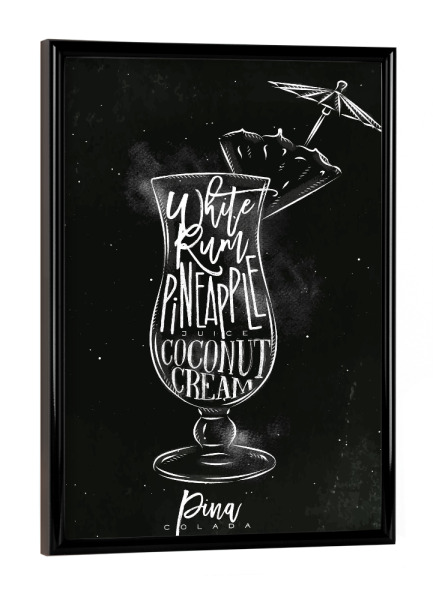 Poster mit schwarzem Rahmen "Pina colada cocktail chalk" artboxONE - Schwarzweiß,Essen & Trinken / Alkohol