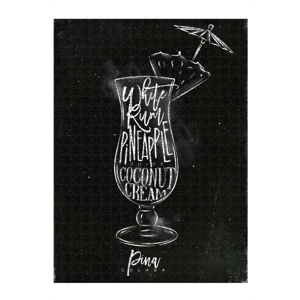 Puzzle Ravensburger "Pina colada cocktail chalk" artboxONE - Schwarzweiß,Essen & Trinken / Alkohol