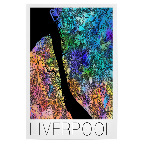 Poster 30x20 cm "Retro Map of Liverpool England" artboxONE - Städte,Reise,Städte / Weitere