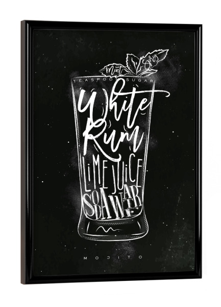 Poster mit schwarzem Rahmen "Mojito cocktail chalk" artboxONE - Schwarzweiß,Essen & Trinken / Alkohol