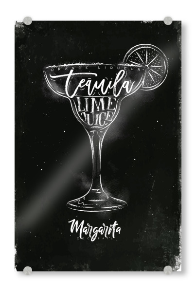 Acrylglasbild "Margarita cocktail chalk" artboxONE - Schwarzweiß,Essen & Trinken / Alkohol