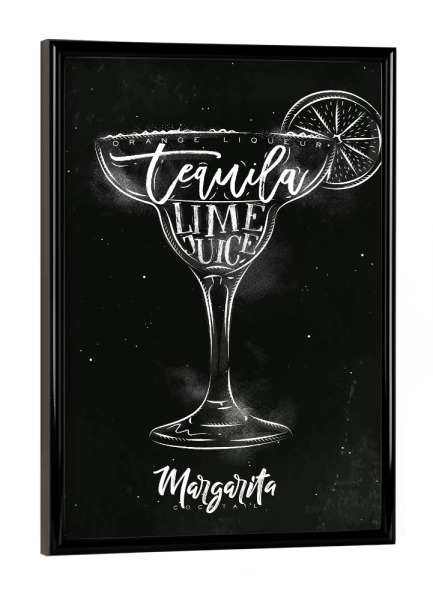 Poster mit schwarzem Rahmen "Margarita cocktail chalk" artboxONE - Schwarzweiß,Essen & Trinken / Alkohol