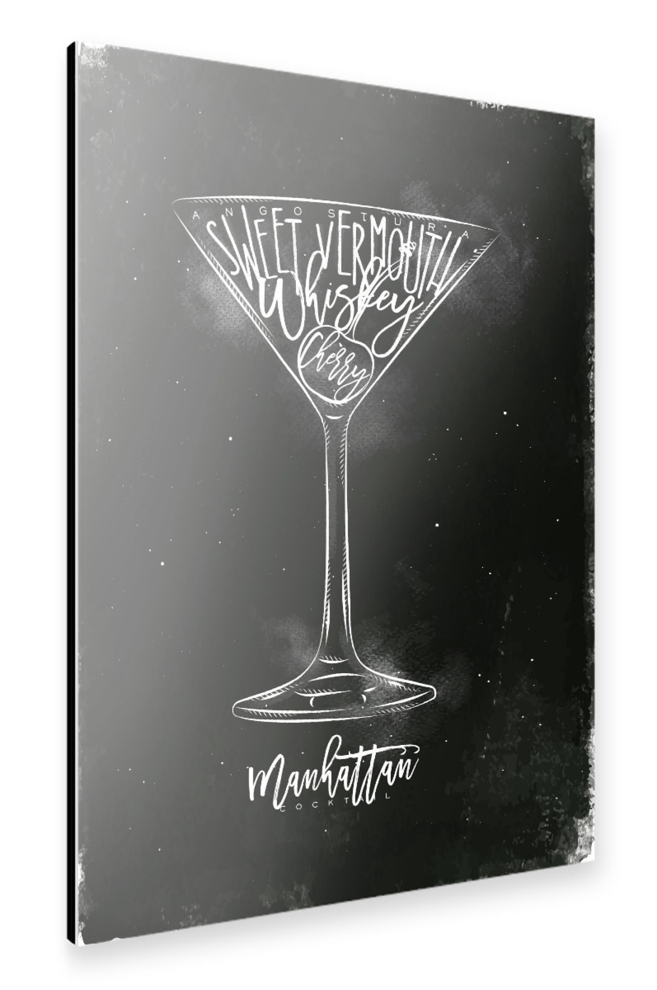 Alu-Dibond "Manhattan cocktail chalk" 30x20 cm artboxONE