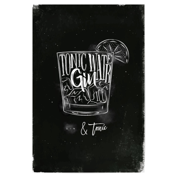 Poster 30x20 cm "Gin Tonic cocktail chalk" artboxONE - Schwarzweiß,Essen & Trinken / Alkohol