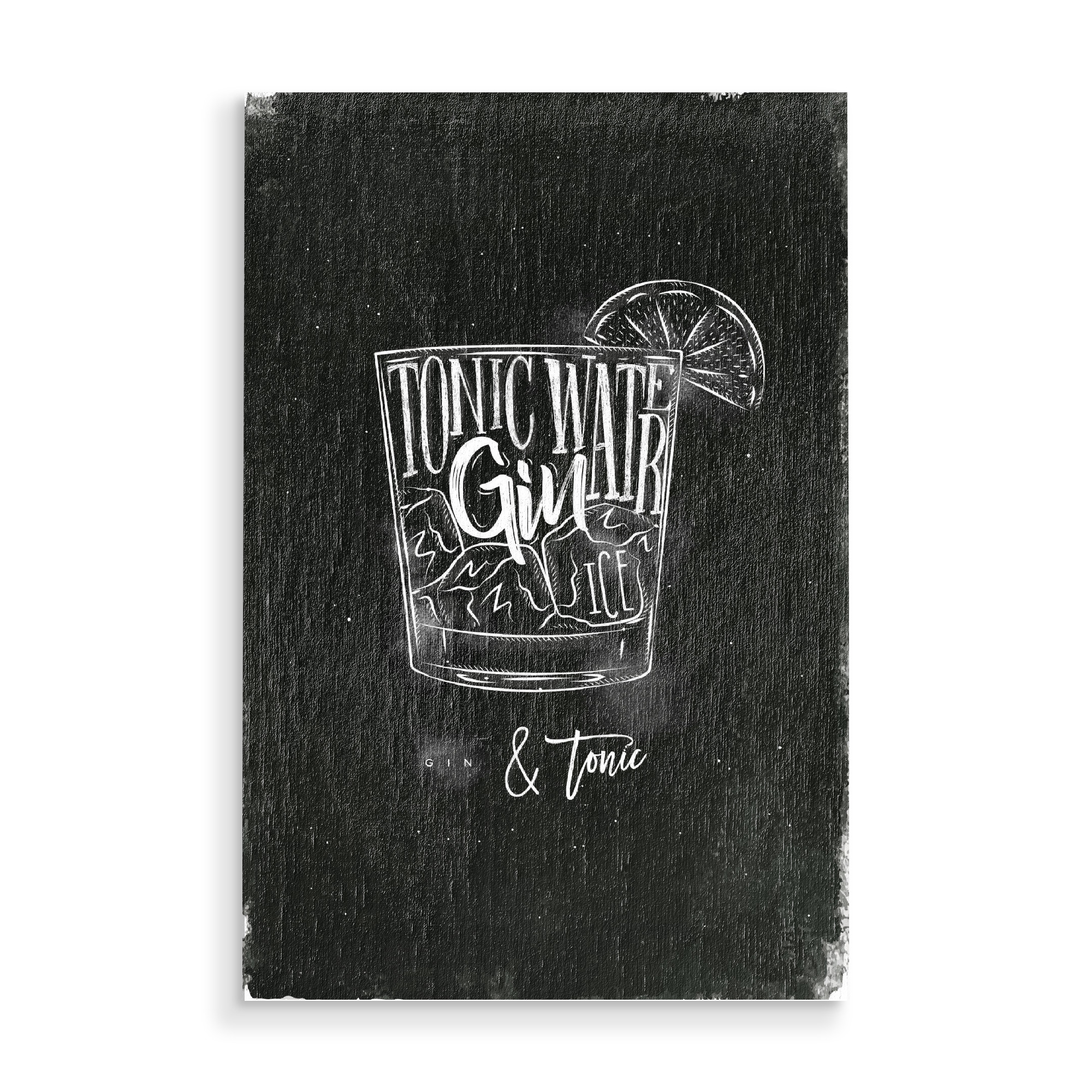 Holzbild "Gin Tonic cocktail chalk" artboxONE - Schwarzweiß,Essen & Trinken / Alkohol