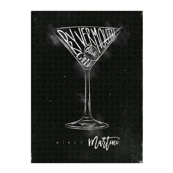 Puzzle Ravensburger "Dirty martini cocktail chalk" artboxONE - Schwarzweiß,Essen & Trinken / Alkohol