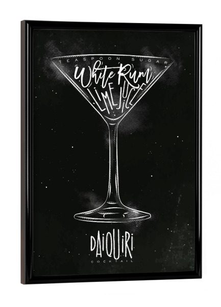 Poster mit schwarzem Rahmen "Daiquiri cocktail chalk" artboxONE - Schwarzweiß,Essen & Trinken / Alkohol