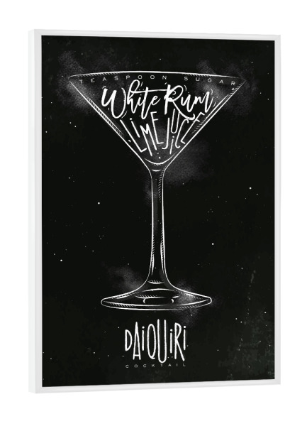 Poster mit weißem Rahmen "Daiquiri cocktail chalk" artboxONE - Schwarzweiß,Essen & Trinken / Alkohol